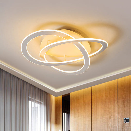 Semi Flush Mount Led Bedroom Ceiling Light With Acrylic Shade - White/Gold Finish Warm/White