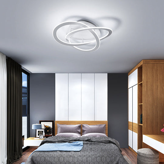 Semi Flush Mount LED Bedroom Ceiling Light with Acrylic Shade - White/Gold Finish, Warm/White Light (21.5"/29.5" W)