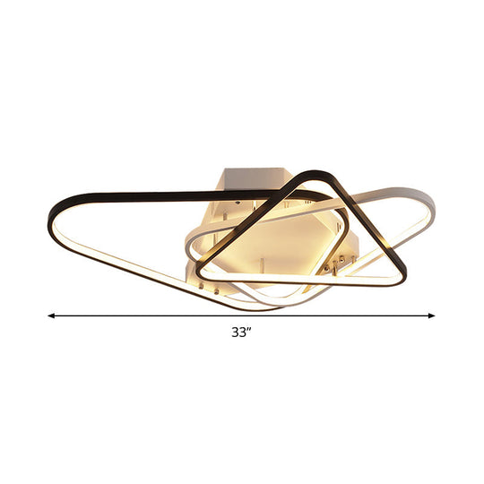 Modern Overlapping Acrylic Ceiling Light - LED Black/White Semi Flush Mount, 33"/42" Width