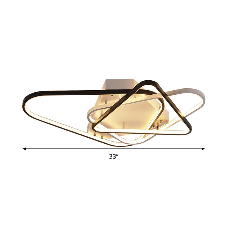 Modern Overlapping Acrylic Ceiling Light - Led Black/White Semi Flush Mount 33/42 Width