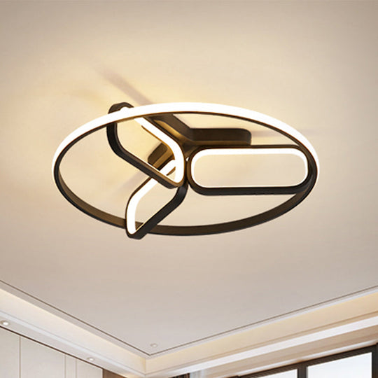 Modern Acrylic Circular Flush Light: 18"/21.5" Wide LED Bedroom Ceiling Mount Lamp in Black/White/Gold