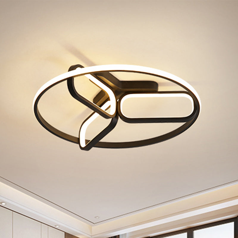 Modern Acrylic Circular Flush Light: 18/21.5 Wide Led Bedroom Ceiling Mount Lamp In Black/White/Gold