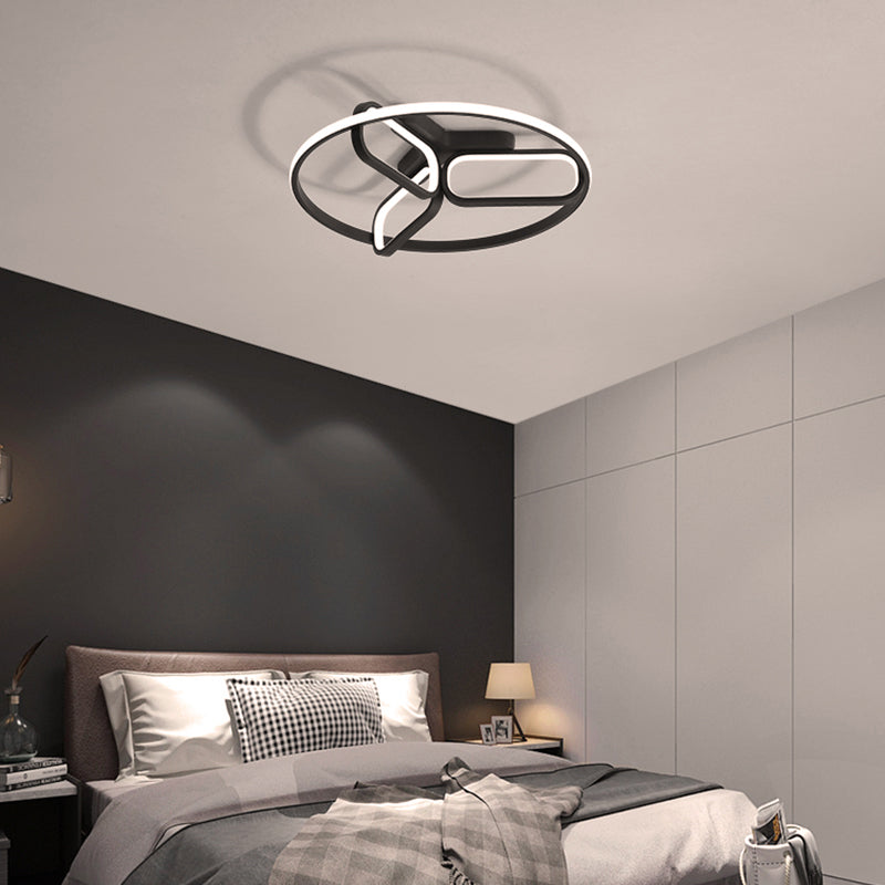 Modern Acrylic Circular Flush Light: 18"/21.5" Wide LED Bedroom Ceiling Mount Lamp in Black/White/Gold