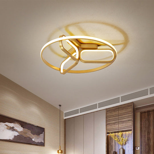 Modern Acrylic Circular Flush Light: 18"/21.5" Wide LED Bedroom Ceiling Mount Lamp in Black/White/Gold