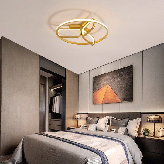 Modern Acrylic Circular Flush Light: 18"/21.5" Wide LED Bedroom Ceiling Mount Lamp in Black/White/Gold