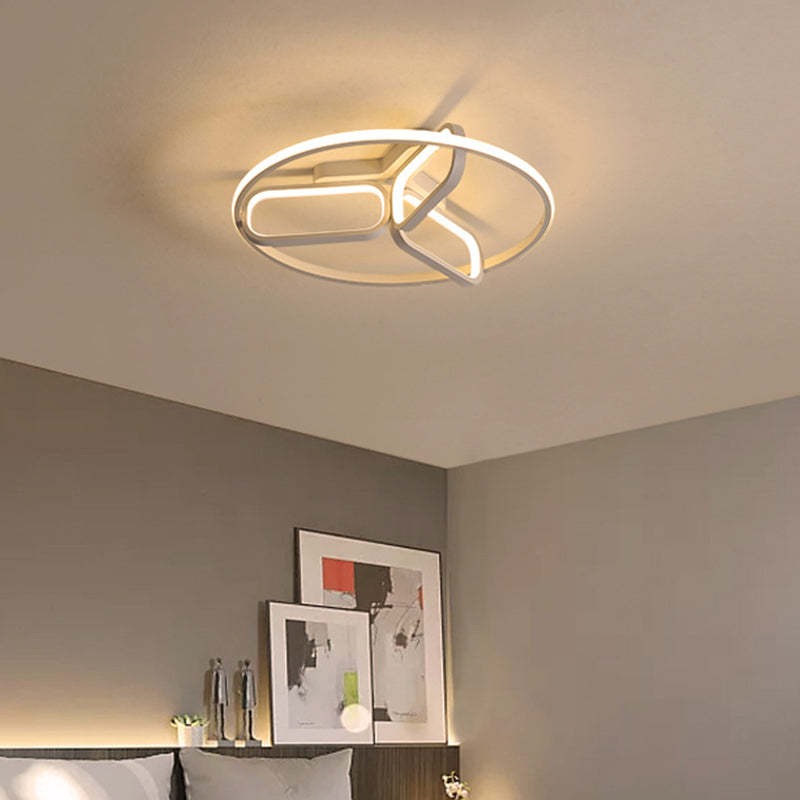 Modern Acrylic Circular Flush Light: 18/21.5 Wide Led Bedroom Ceiling Mount Lamp In Black/White/Gold