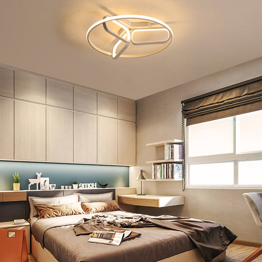 Modern Acrylic Circular Flush Light: 18"/21.5" Wide LED Bedroom Ceiling Mount Lamp in Black/White/Gold