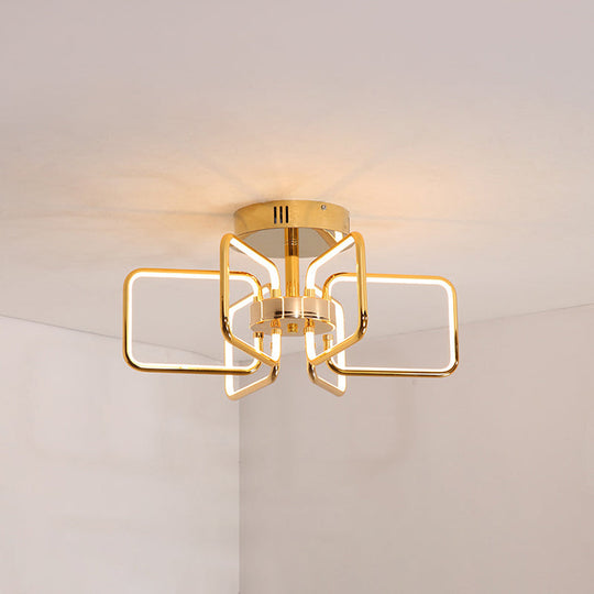 Gold LED Ceiling Light Modernism - Acrylic Semi Mount for Bedroom - 23.5"/31.5" W