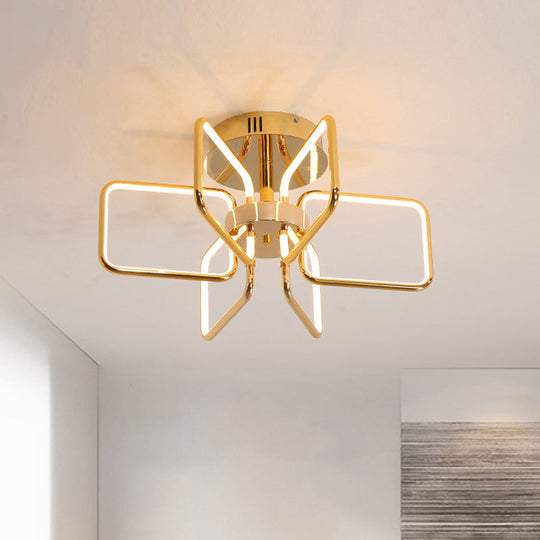 Gold LED Ceiling Light Modernism - Acrylic Semi Mount for Bedroom - 23.5"/31.5" W