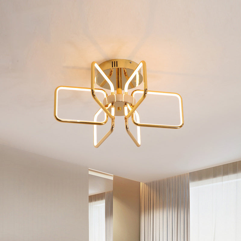 Gold LED Ceiling Light Modernism - Acrylic Semi Mount for Bedroom - 23.5"/31.5" W