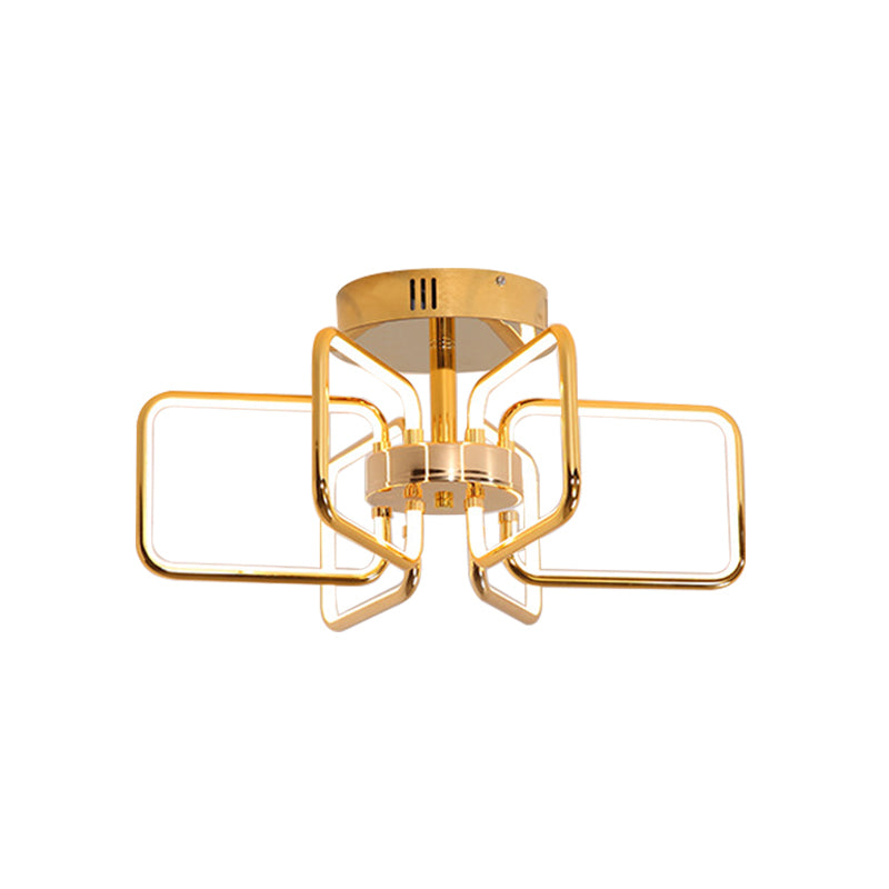 Gold LED Ceiling Light Modernism - Acrylic Semi Mount for Bedroom - 23.5"/31.5" W