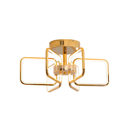 Gold LED Ceiling Light Modernism - Acrylic Semi Mount for Bedroom - 23.5"/31.5" W