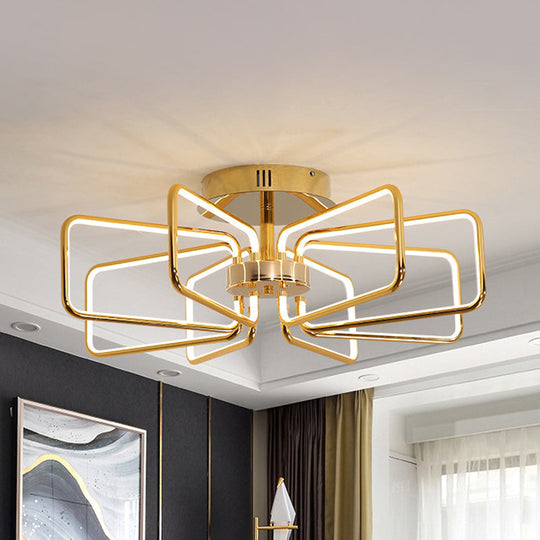 Gold LED Ceiling Light Modernism - Acrylic Semi Mount for Bedroom - 23.5"/31.5" W