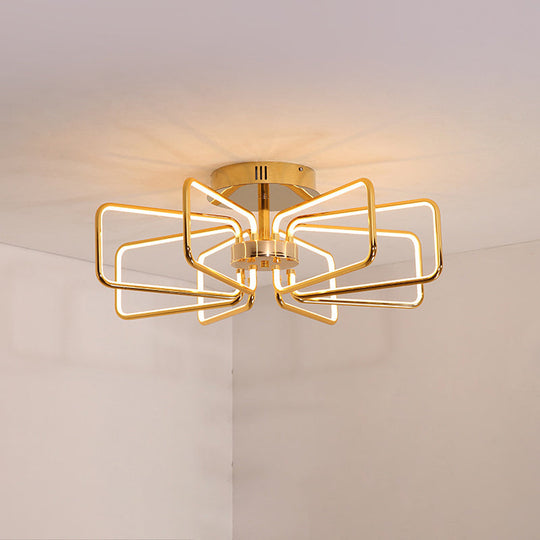 Gold LED Ceiling Light Modernism - Acrylic Semi Mount for Bedroom - 23.5"/31.5" W