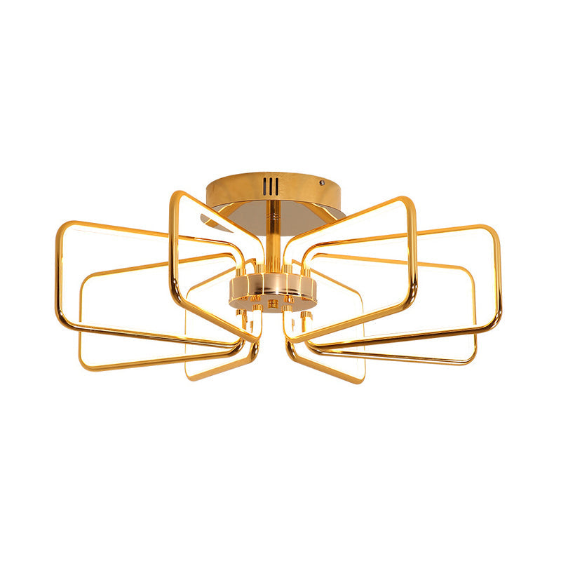 Gold LED Ceiling Light Modernism - Acrylic Semi Mount for Bedroom - 23.5"/31.5" W