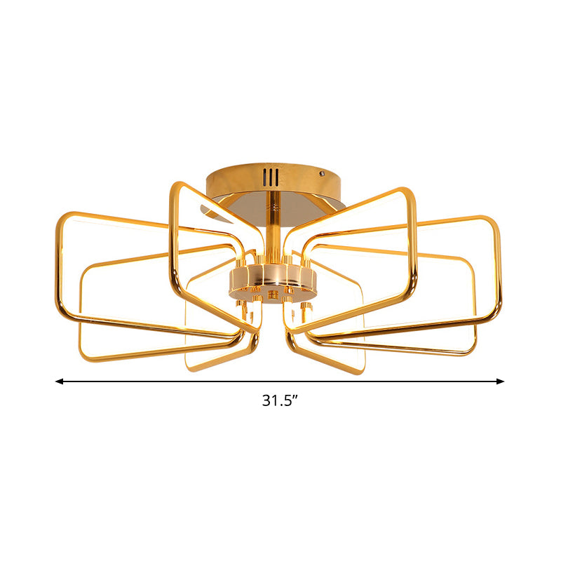 Gold LED Ceiling Light Modernism - Acrylic Semi Mount for Bedroom - 23.5"/31.5" W