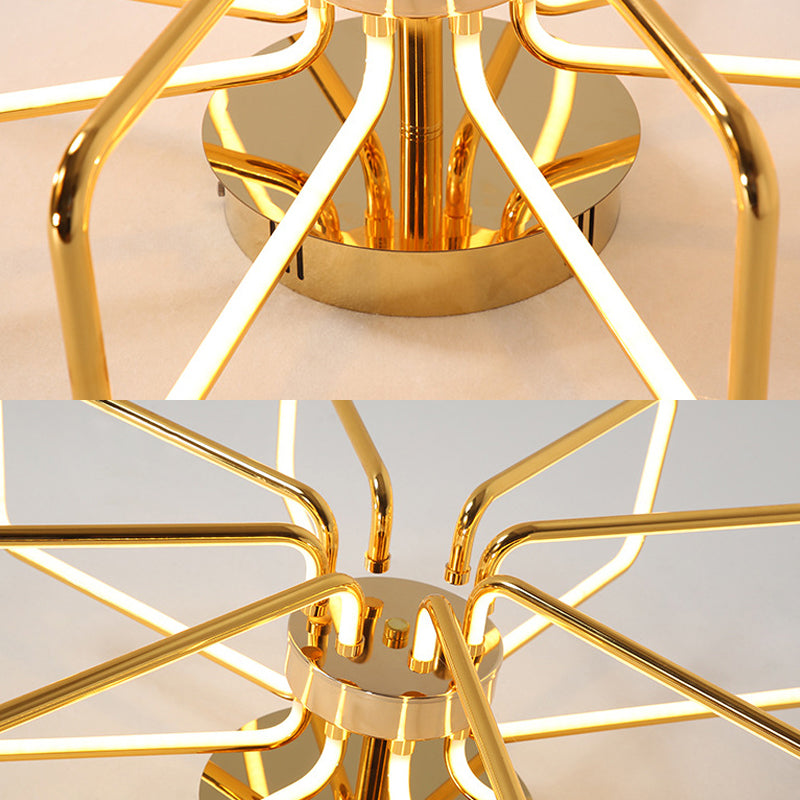 Gold LED Ceiling Light Modernism - Acrylic Semi Mount for Bedroom - 23.5"/31.5" W