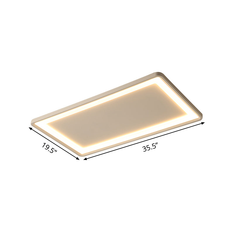 35.5"/43" White Rectangle LED Flush Ceiling Light with Frosted Acrylic Shade - Warm/White Light, Remote Control, Stepless Dimming