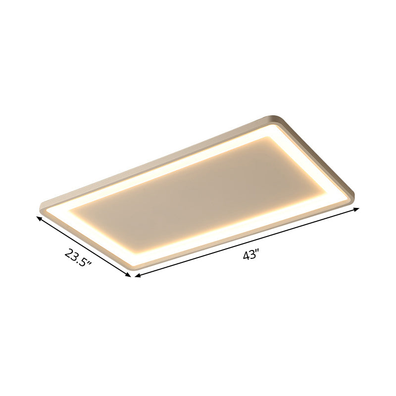 35.5/43 White Rectangle Led Flush Ceiling Light With Frosted Acrylic Shade - Warm/White Remote