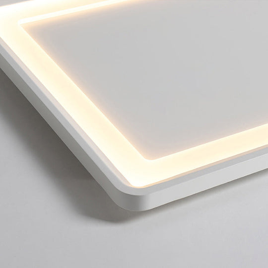 Plafonnier LED rectangulaire blanc de 35,5"/43" avec abat-jour en acrylique givré - Lumière chaude/blanche, télécommande, gradation continue