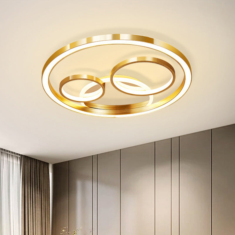 Modern LED Gold Flush Mount Spotlight Ceiling Fixture - 18"/23.5" W Round Acrylic