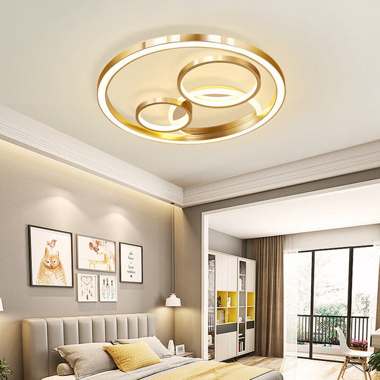 Modern LED Gold Flush Mount Spotlight Ceiling Fixture - 18"/23.5" W Round Acrylic