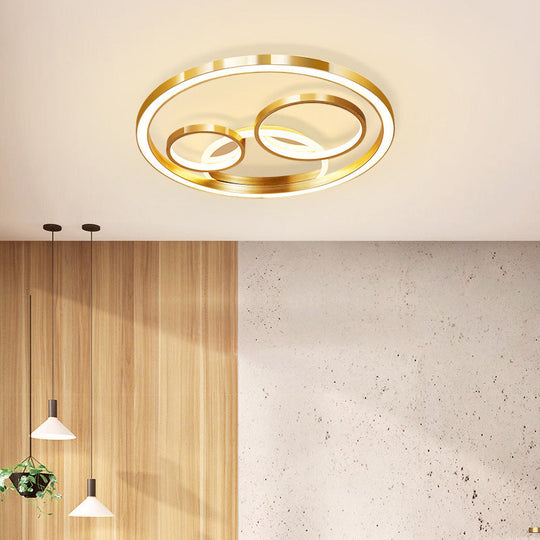 Modern LED Gold Flush Mount Spotlight Ceiling Fixture - 18"/23.5" W Round Acrylic