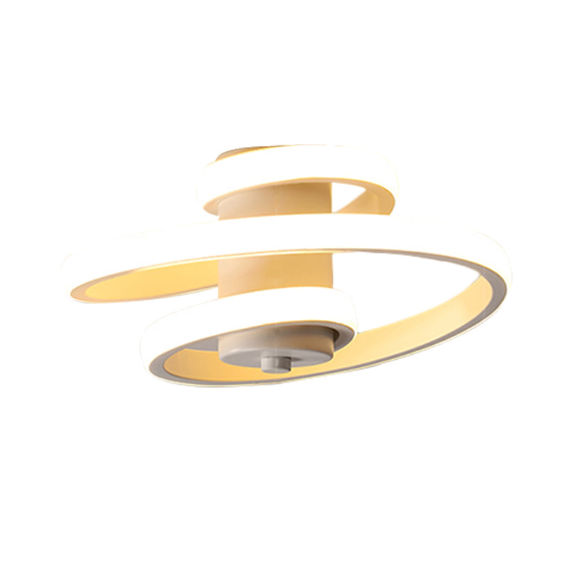 Contemporary Spiral Acrylic LED Ceiling Lamp with Warm/White/3-Color Light - White/Black Flush Mount