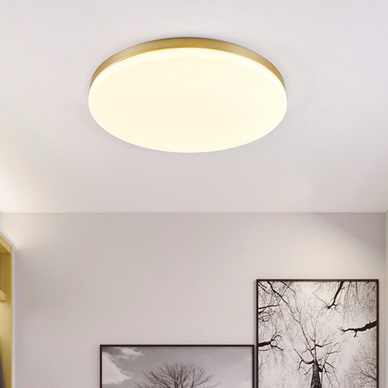 Minimalist Circle Acrylic Led Gold Ceiling Lamp - 15/19 Flushmount / 15