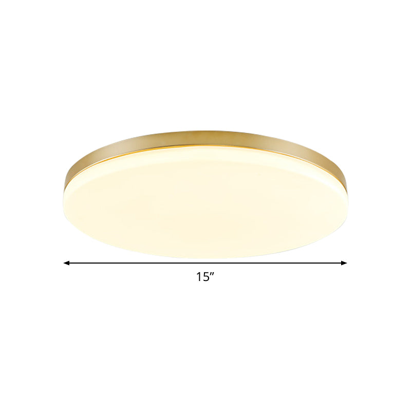 Minimalist Circle Acrylic LED Gold Ceiling Lamp - 15"/19" Flushmount