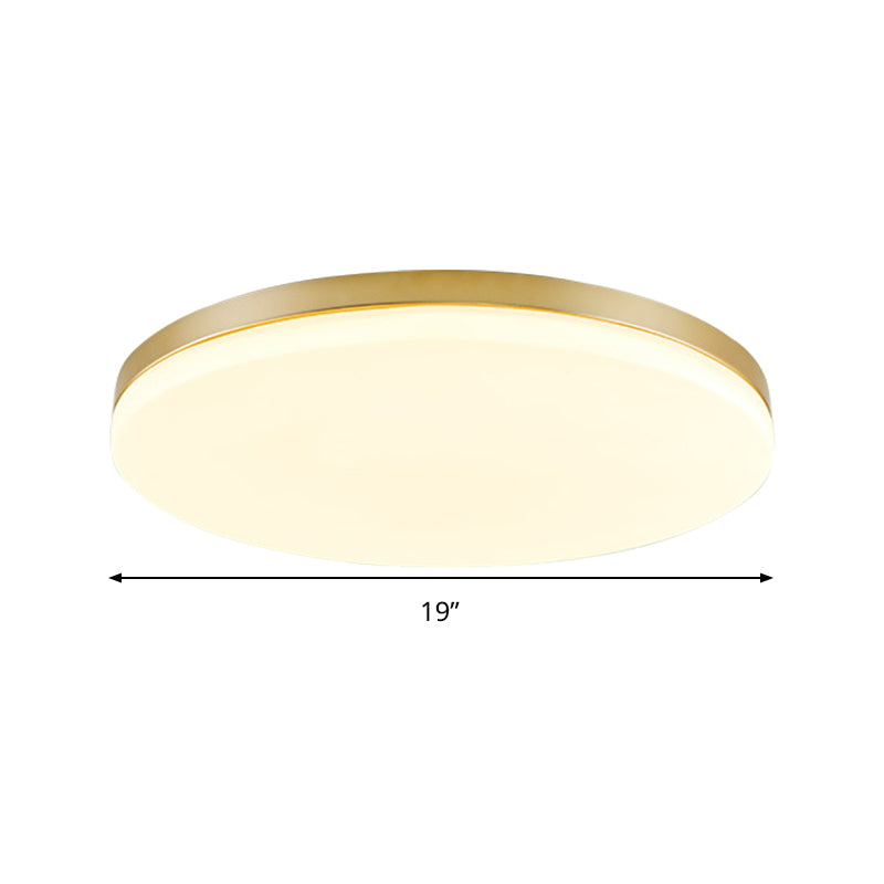 Minimalist Circle Acrylic LED Gold Ceiling Lamp - 15"/19" Flushmount