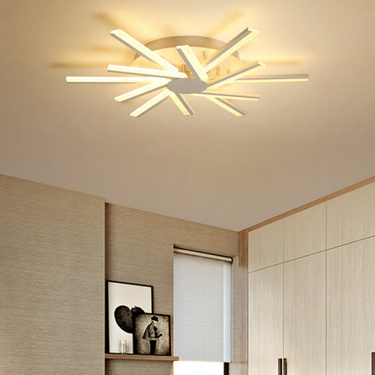 31.5"/39" LED Living Room Ceiling Light, White Semi Flush Fixture with Spiral Acrylic Shade in Warm/White Light