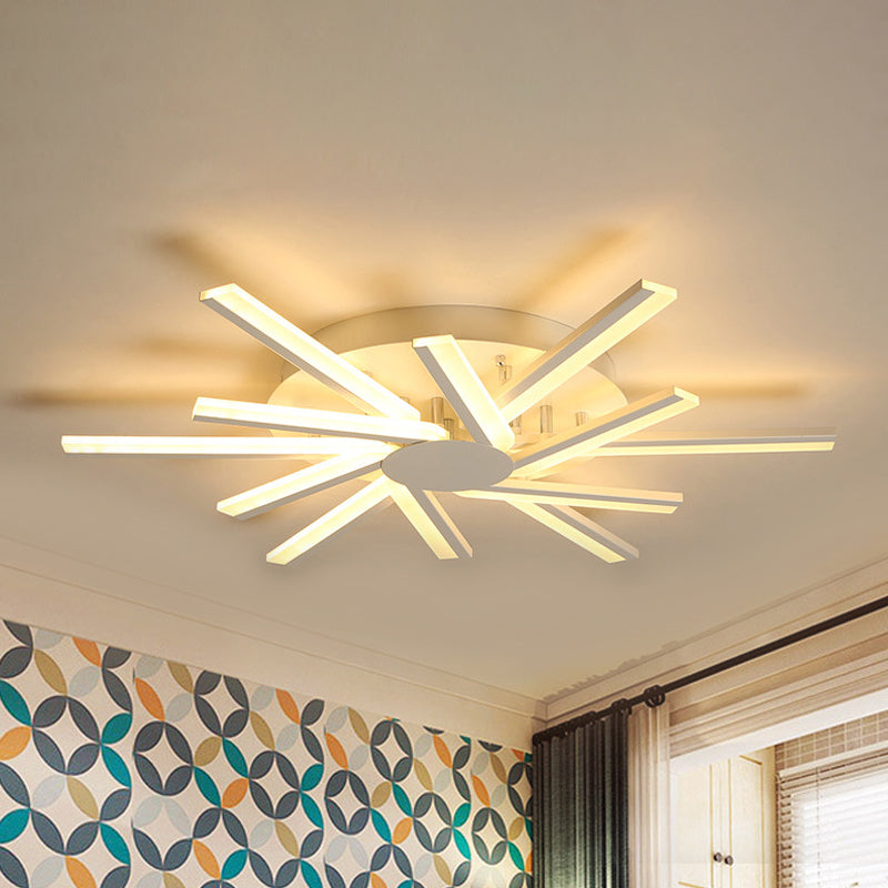 31.5"/39" LED Living Room Ceiling Light, White Semi Flush Fixture with Spiral Acrylic Shade in Warm/White Light