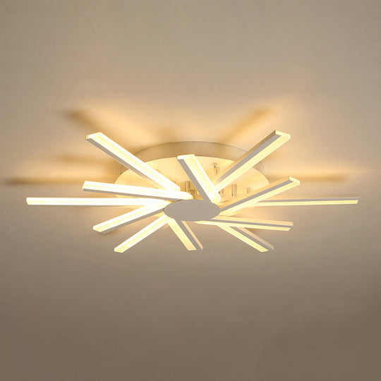 31.5"/39" LED Living Room Ceiling Light, White Semi Flush Fixture with Spiral Acrylic Shade in Warm/White Light