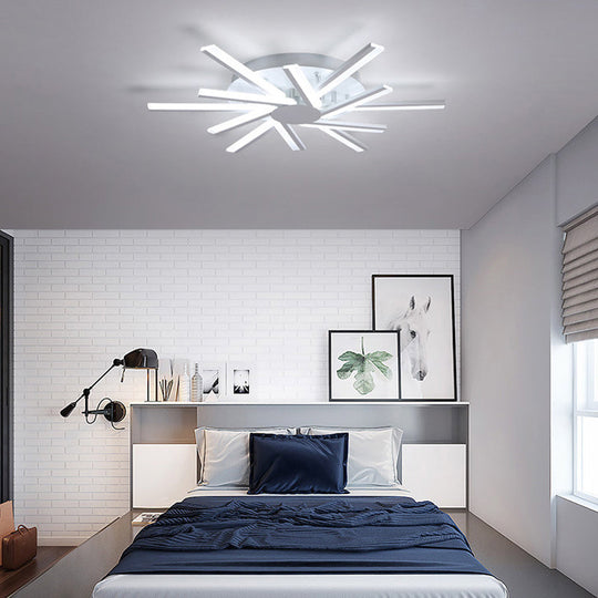 31.5"/39" LED Living Room Ceiling Light, White Semi Flush Fixture with Spiral Acrylic Shade in Warm/White Light