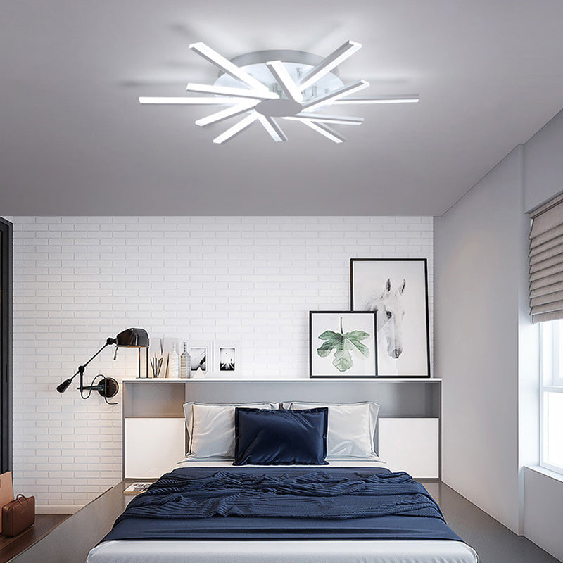 31.5/39 Led Living Room Ceiling Light White Semi Flush Fixture With Spiral Acrylic Shade In