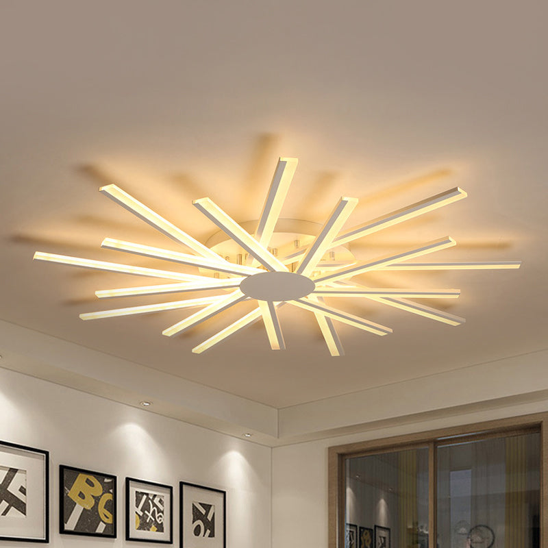 31.5"/39" LED Living Room Ceiling Light, White Semi Flush Fixture with Spiral Acrylic Shade in Warm/White Light