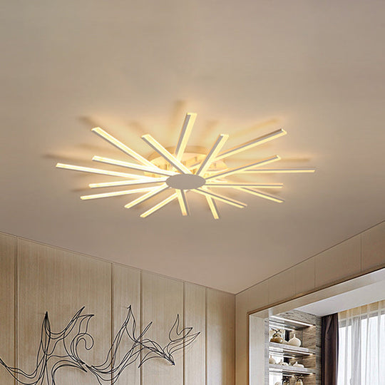 31.5"/39" LED Living Room Ceiling Light, White Semi Flush Fixture with Spiral Acrylic Shade in Warm/White Light