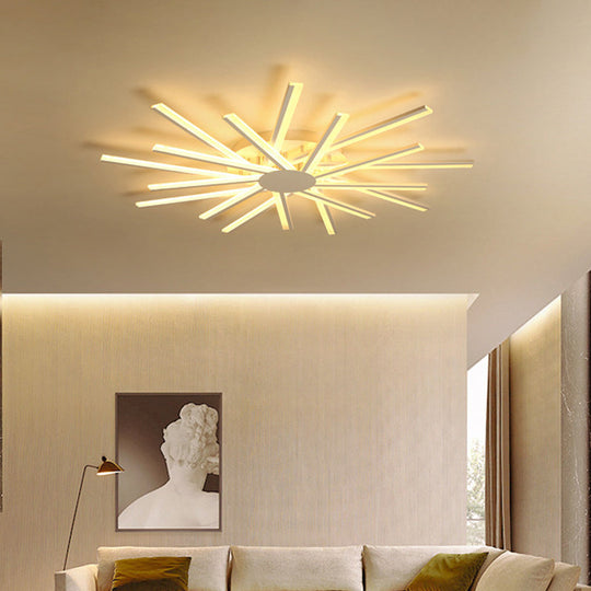 31.5"/39" LED Living Room Ceiling Light, White Semi Flush Fixture with Spiral Acrylic Shade in Warm/White Light