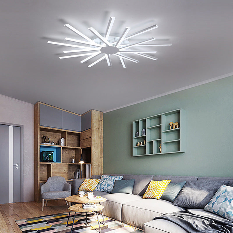 31.5"/39" LED Living Room Ceiling Light, White Semi Flush Fixture with Spiral Acrylic Shade in Warm/White Light