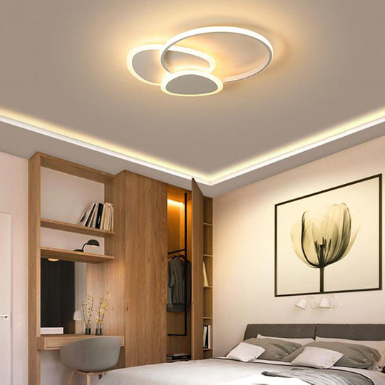 Stylish Flaky Triangle Ceiling Light: Modern Acrylic LED Flush Mount Lamp (16"/18" W) in White/Coffee