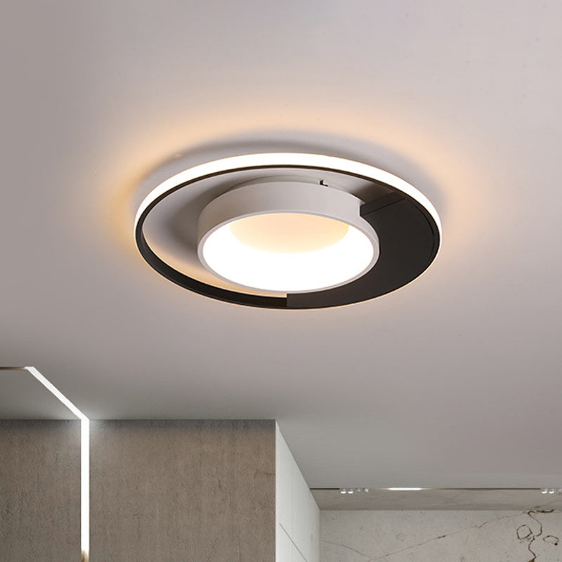 Modern LED Black and White Acrylic Ceiling Mounted Flush Mount Spotlight with Warm/White Light