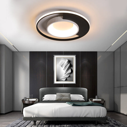 Modern Led Black And White Acrylic Ceiling Mounted Flush Mount Spotlight With Warm/White Light