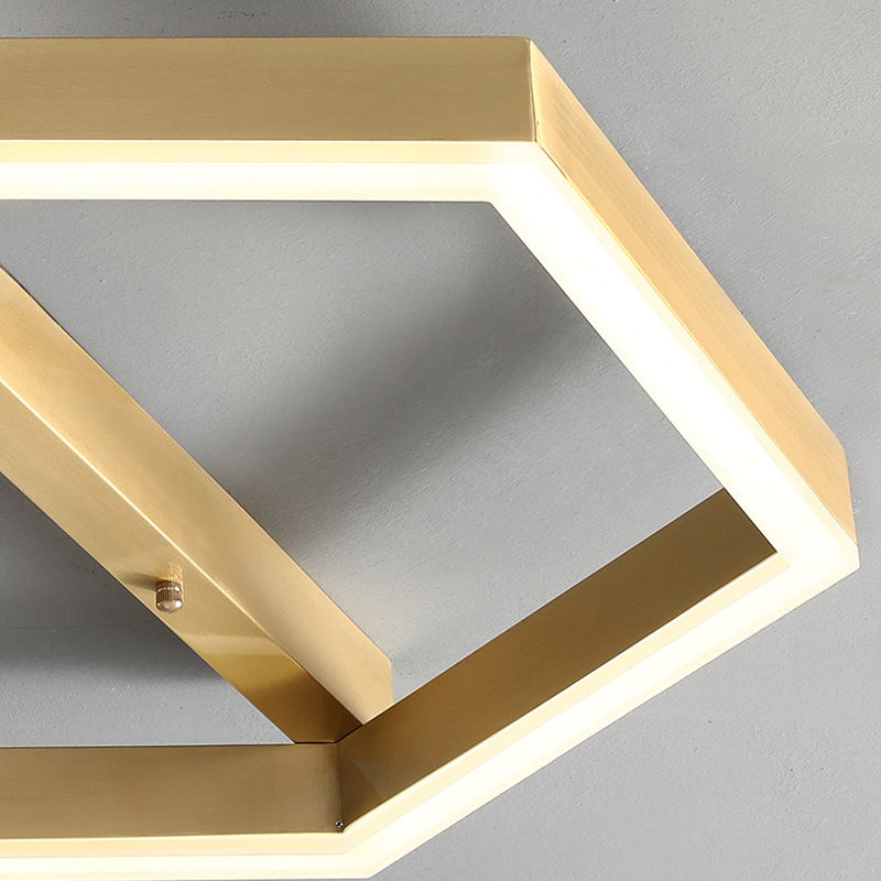 Gold LED Hexagon Flush Mount Light for Bedroom Ceiling