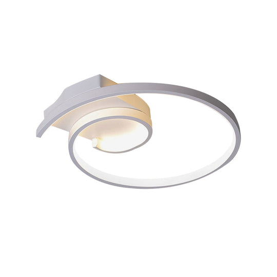 Ultra-Slim Curled Metal Led Flush Mount Ceiling Light - 16.5/20.5 Width Modern Style Black/White