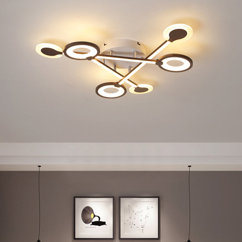 31.5"/39" Crossed Ceiling Lighting: Modern Acrylic LED Black Flush Lamp (Warm/White Light)