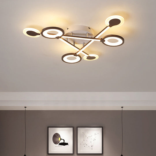 31.5"/39" Crossed Ceiling Lighting: Modern Acrylic LED Black Flush Lamp (Warm/White Light)