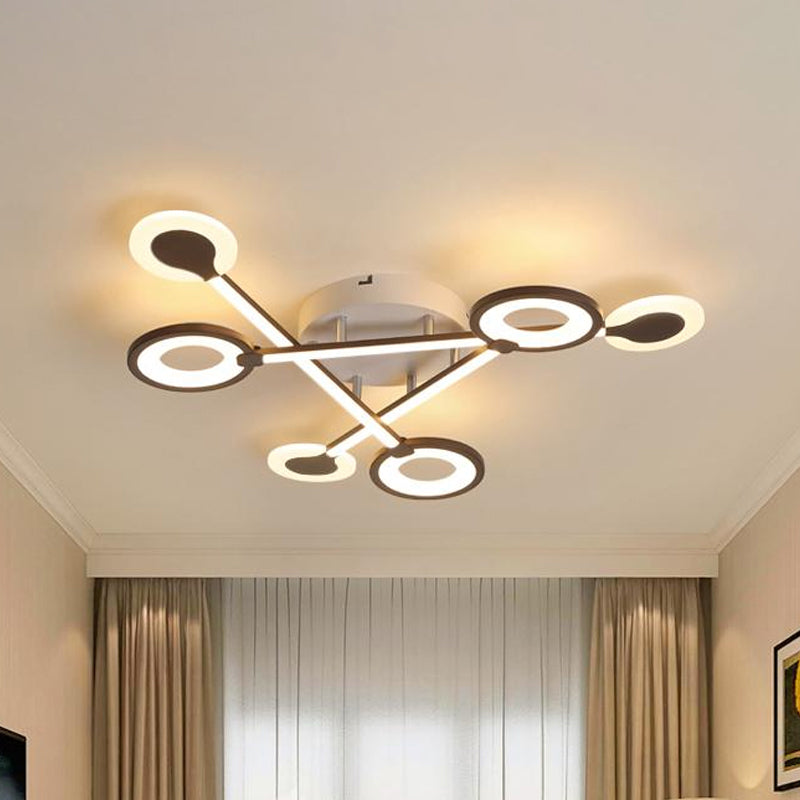 31.5"/39" Crossed Ceiling Lighting: Modern Acrylic LED Black Flush Lamp (Warm/White Light)