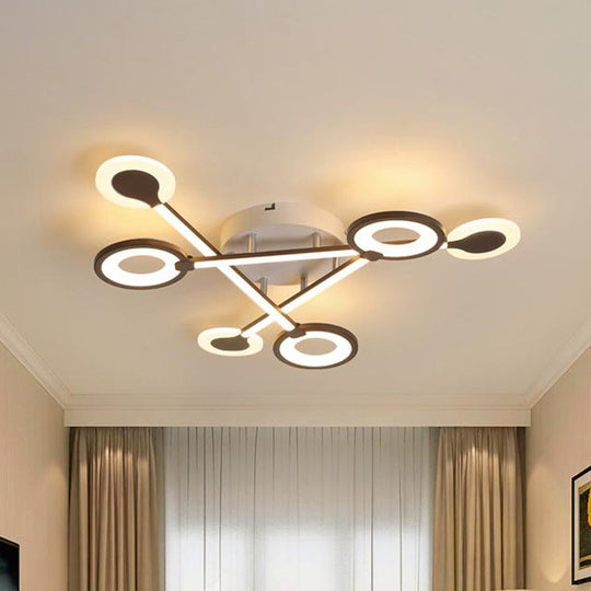 31.5/39 Crossed Ceiling Lighting: Modern Acrylic Led Black Flush Lamp (Warm/White Light)