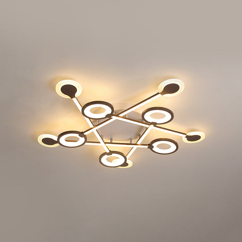 31.5"/39" Crossed Ceiling Lighting: Modern Acrylic LED Black Flush Lamp (Warm/White Light)